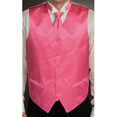 Men's Fuchsia ~ fuschia ~ hot Pink Tuxedo Microfiber Dress Tuxedo Wedding Vest ~ Waistcoat ~ Waist coat