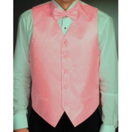 Men's Pink Tuxedo Four-piece Dress Tuxedo Wedding Vest ~ Waistcoat ~ Waist coat Set