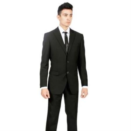 Men's Custom Slim Fit Black 2-piece Two buttons Peak Lapel Cheap Priced Business Suits Clearance Sale No Pleated Pants