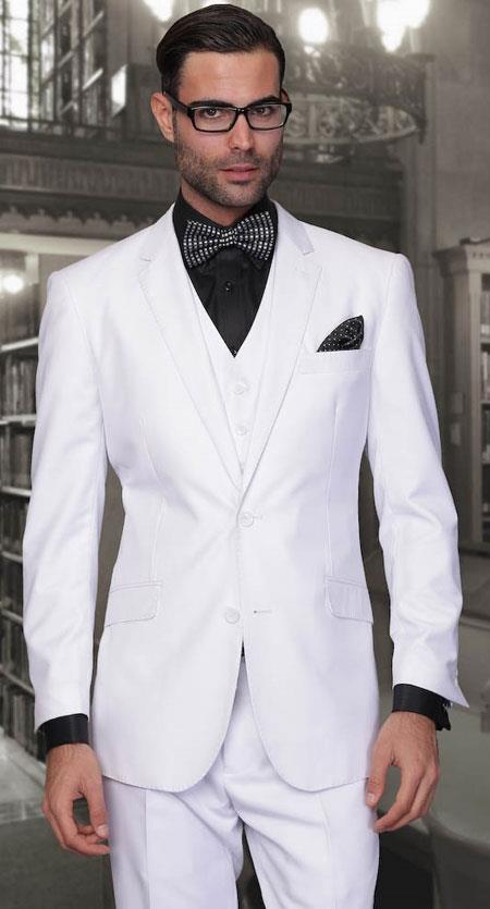 European cut  White Fine Suit