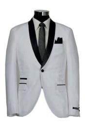 1 Button Slim Fitted Shawl Tuxedo White