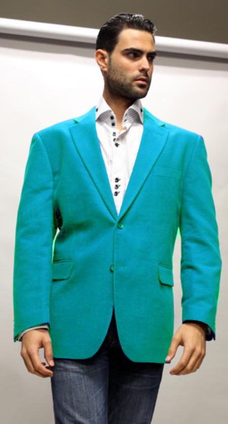 Velvet Blazer - Mens Velvet Jacket Cheap Priced Online turquoise ~ Light Blue Stage Party Fabric Sport Coat