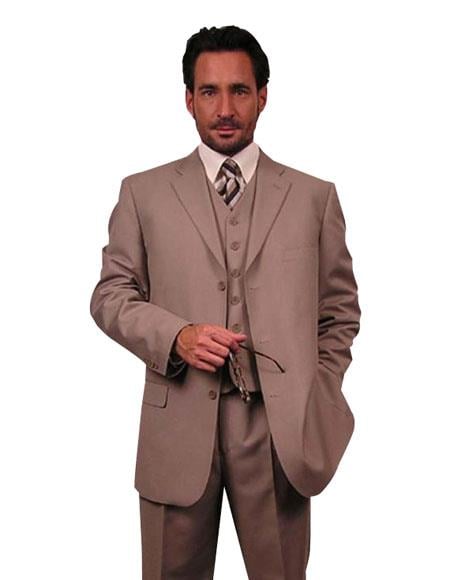 Super 110's Extra Fine Premier Quality Online Sale Clearance Poly~Rayon 3PC Vested three piece Available in 2 or Three ~ 3 Buttons Style Regular Classic Cut Cheap Business Suits Clearance Sale $139 (Wholesale price $95 (20PC&UPMinimum))