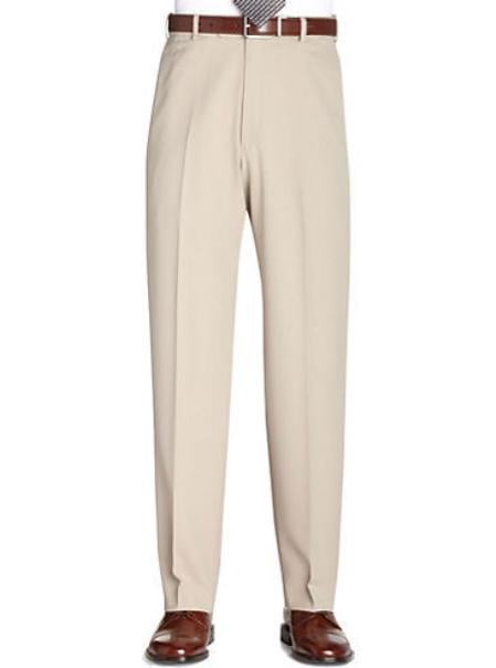 Tan ~ Beige Flat Front Regular Rise Slacks