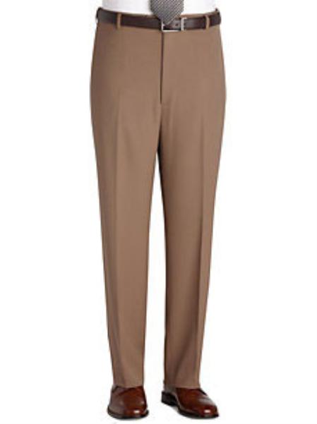 Taupe Flat Front Regular Rise Slacks