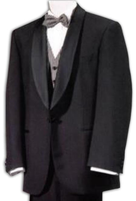 Tux Men's Tuxedo Shawl Collor Super 120's Suit + Shirt + Any Color Bow Tie - 100% Percent Wool Fabric Suit - Worsted Wool Business Suit