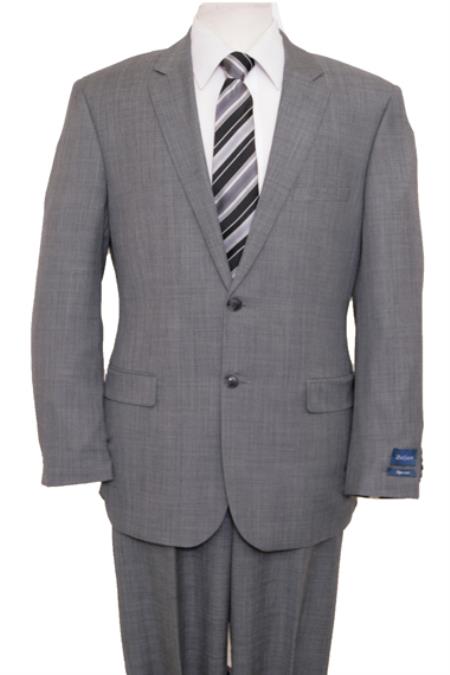 Solid Gray 2 Button Side Vent 100% Wool Suit