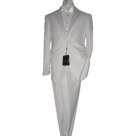 White 2 Button Tuxedo Super 150's Fabric suit