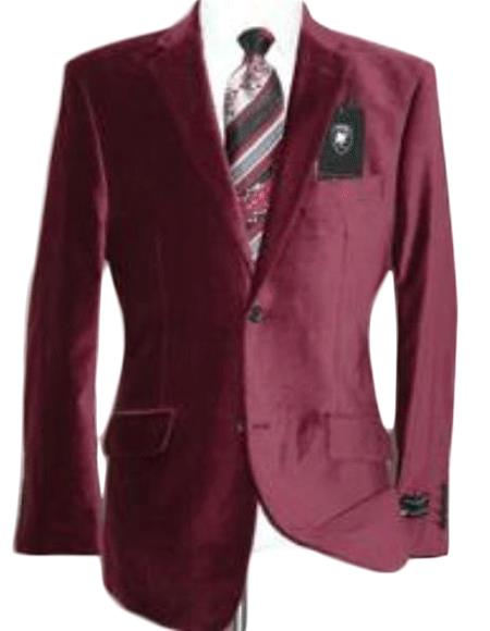 Velvet Blazer - Mens Velvet Jacket Velvet Burgundy ~ Maroon Suit ~ Wine Color Sport Coat Cheap Priced Unique Fashion Designer Men's Dress Sale