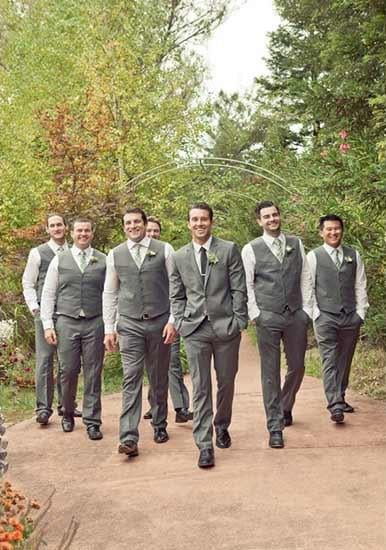 Groomsmen Package Combo ~ Combination Deal Vest & Pants Set (no Jacket) Grey ~ Gray