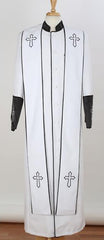 Men's Big & Tall Church White/Black Cross Accent Robe With Stole Mandarin Suits