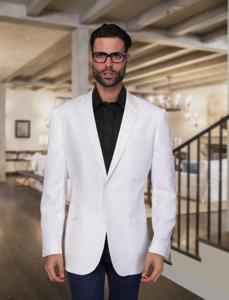 White Linen Sport coat ~ Men's Summer Light Weight Blazer Jacket