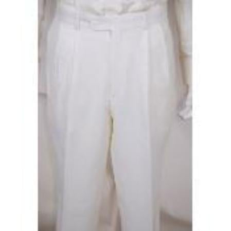 Solid White 1 Pleated Dress Pants