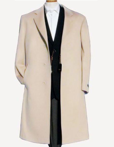 Wool Overcoat ~ Long Men's Dress Topcoat -  Winter coat Off White ~ Ivory ~ Cream