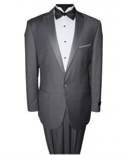 Men's Dark Grey 1 Button Slim Fit Prom Suit