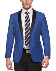 Alberto Nardoni Brand Light Blue Men's Stylish Casual 1 Button Slim Fit Shawl Lapel Coat Blazer