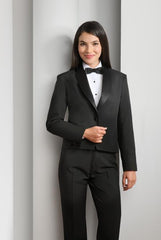 WoMen's Polyester 1 Button Shawl Lapel Black Tuxedo Jacket