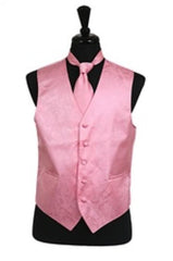 Tuxedo Vest - Wedding Vest Pink Tuxedo P A I S L E Y Tone on Tone Dress Tuxedo Wedding Vest - Men's Neck Ties - Mens Dress Tie - Trendy Mens Ties