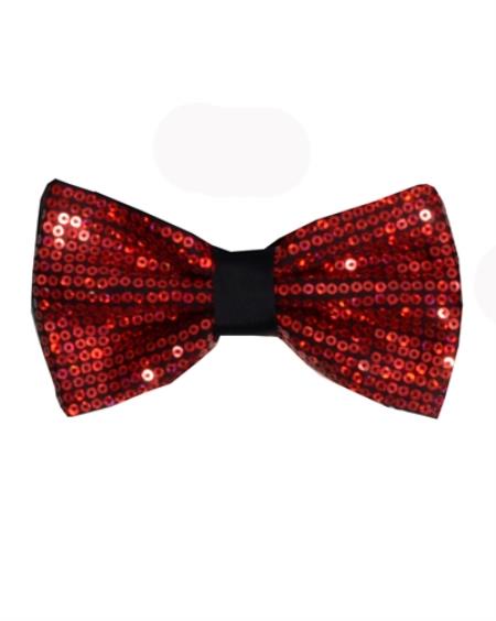 Sparkly Bow Tie Men's Polyester Sequin Red Bowtie - Men's Neck Ties - Mens Dress Tie - Trendy Mens Ties