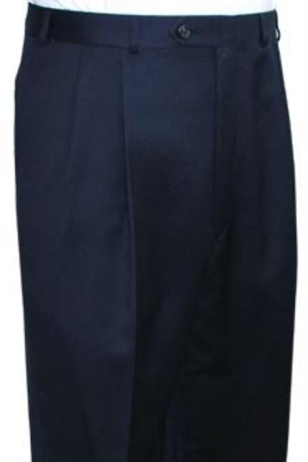 Super Quality Dress Slacks / Trousers Navy Pleated Pre-Cuffed Bottoms Pants unhemmed unfinished bottom