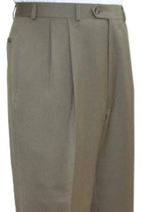 Super Quality Dress Slacks / Trousers Tan ~ Beige Pleated Pants unhemmed unfinished bottom - Cheap Priced Dress Slacks For Men On Sale ,1384