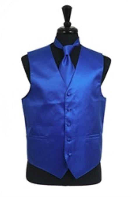 Tuxedo Vest - Wedding Vest Royal Blue Rib Pattern Dress Tuxedo Wedding Vest - Men's Neck Ties - Mens Dress Tie - Trendy Mens Ties