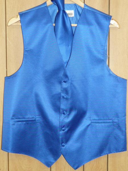 ROYAL BLUE Groomsmen Dress Tuxedo Wedding Vest ~ Waistcoat ~ Waist coat  & Tie set Buy 10 of same color Tie For $25 Each - Men's Neck Ties - Mens Dress Tie - Trendy Mens Ties