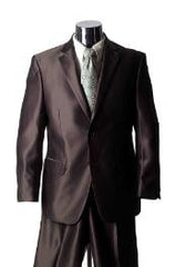 Shiny 2 Button Brown Sharkskin Men's Suit