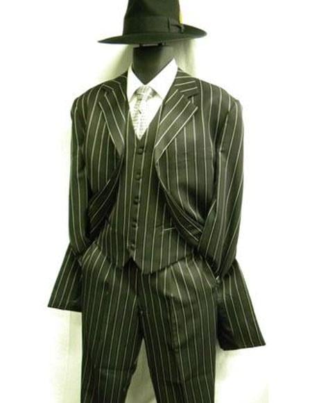 WTXZoot200 Men's Bold Pronounce Pinstripe Three Piece Zoot Fashion Suit 1920's