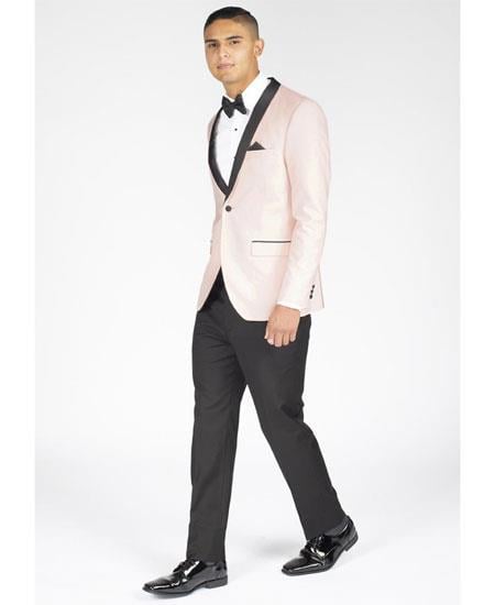 Men's Slim Fit Shawl Lapel Blush Pink