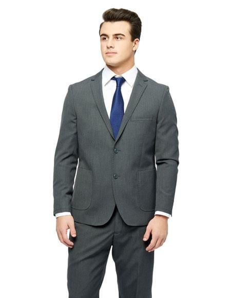 West End Men's Checked Pattern  Young Look Grey Slim Fit Suit