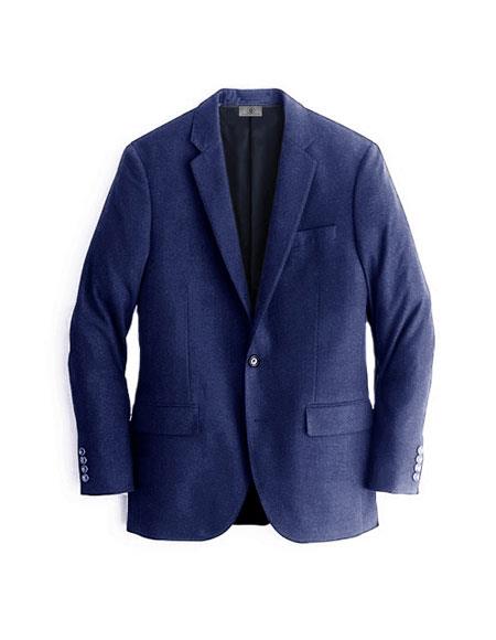 Men's Navy Blue Cashmere & Wool Blazer