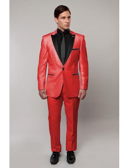 `Slim Tux red with black Lapel