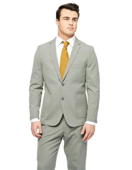 West End Men's Checked Pattern Young Look Sand Slim Fit Suit