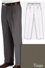 Taupe Pic-Stitched Edges Big and Tall Dress Pants Slacks For Men