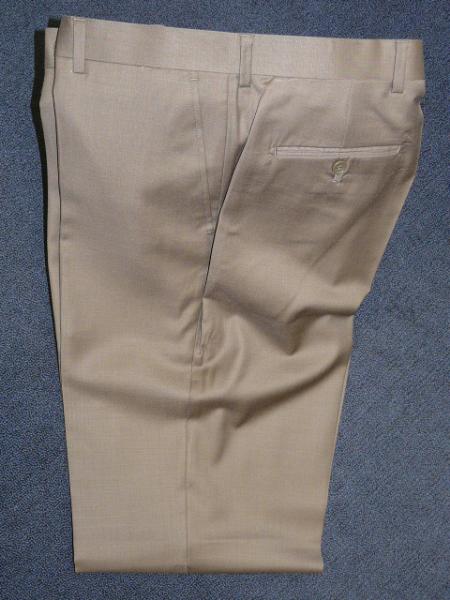 Taupe , SUPER 140'S Solid ~ plain FRONT PANTS - Cheap Priced Dress Slacks For Men On Sale