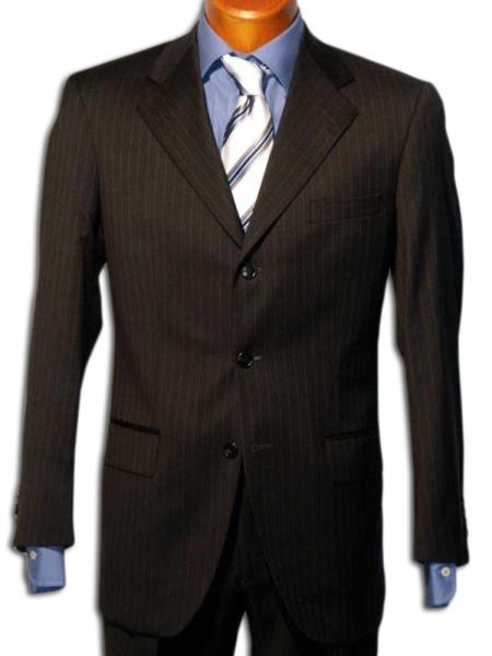 Strictly Business Black 2 or Three - 3 Buttons Style Black mini narrow pinstripe Suit