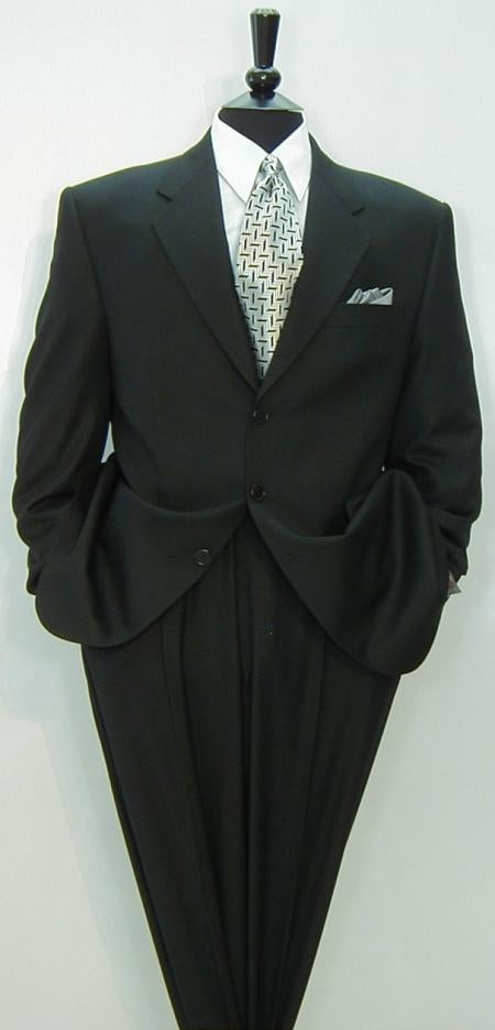 St2 Liquid Black Men's Double Vent Suits premier quality italian fabric Super 150's Wool