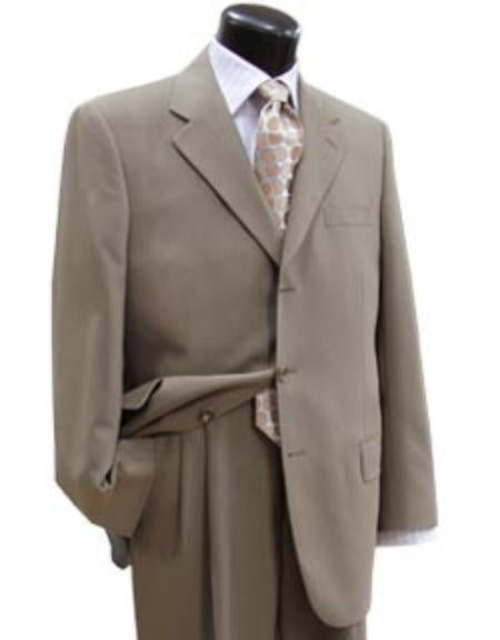 Taup/Tan ~ Beige Super 100'S Business Discounted Cheap Priced Business Suits Clearance Sale Available In 2 Or 3 Buttons Style Regular Classic Cut