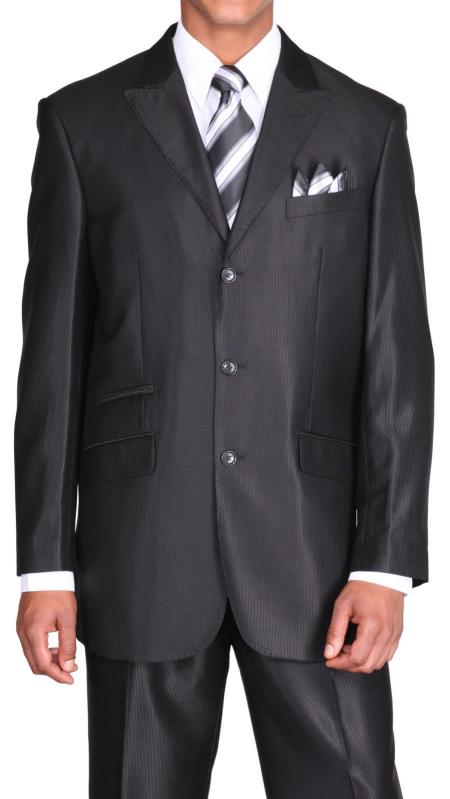 Ticket Pocket 3 Button Peak Lapel black