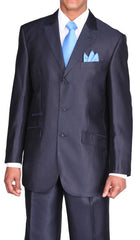 Ticket Pocket 3 Button Peak Lapel  Dark Blue Suit