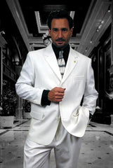 3 buttons Solid All White Suit For Men  EXTRA FINE 2PC Single breast Suits For Men