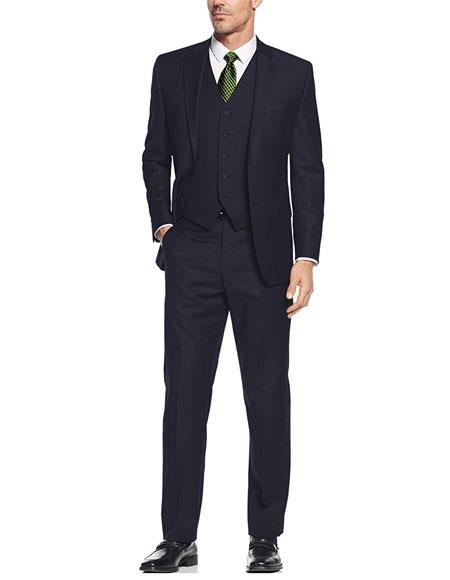 Navy  Vested 3 Pieces Suit