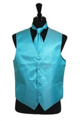 Tuxedo Vest - Wedding Vest Turquoise ~ Light Blue Stage Party Vest ~ Waistcoat ~ Waist coat Tie Set - Men's Neck Ties - Mens Dress Tie - Trendy Mens Ties