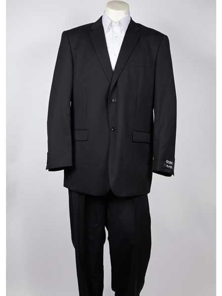 Two Button Men's Classic Fit Black  Pinstripe Suit