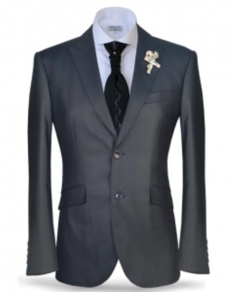 Fashion Unique Brand Men's Charcoal Two Button Peak Lapel Suit Fashion Suit (Jacket + Pants)