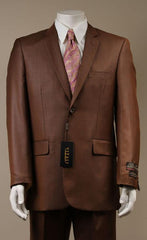 Mens Sharkskin Suits Two Button Suit New Edition Shiny Flashy Sharkskin Rust