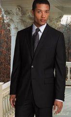 2 BUTTON PINSTRIPE COLOR BLACK Men's SUIT