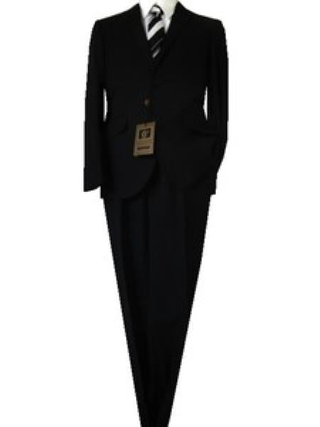 Fitted Discounted Sale Slim Cut 2 Button Euro Slim Solid Black Men's Suit