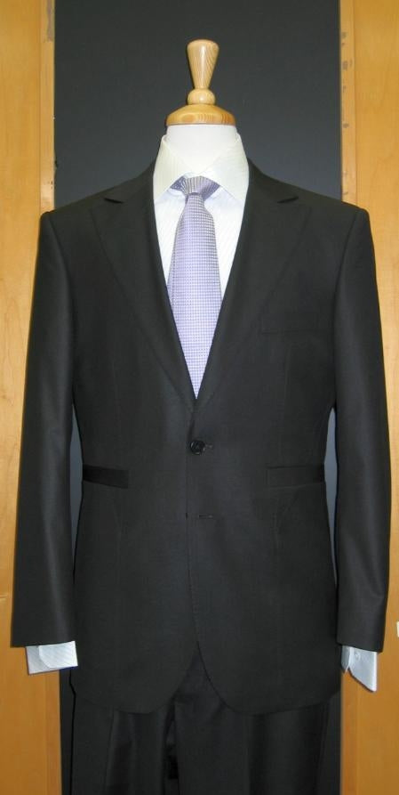 2 Button Black Silk Blend Custom Flat Front Vented Suit Online Discount Fashion Sale